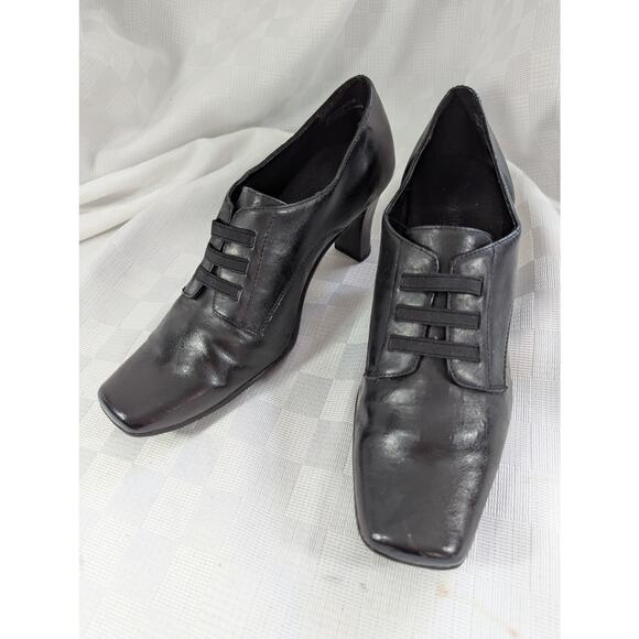 AEROSOLES! "FLEXATION" RUBBER SOLE, GENUINE BLACK LEATHER BOOTIES, HEELS! SZ 8M - Picture 3 of 10